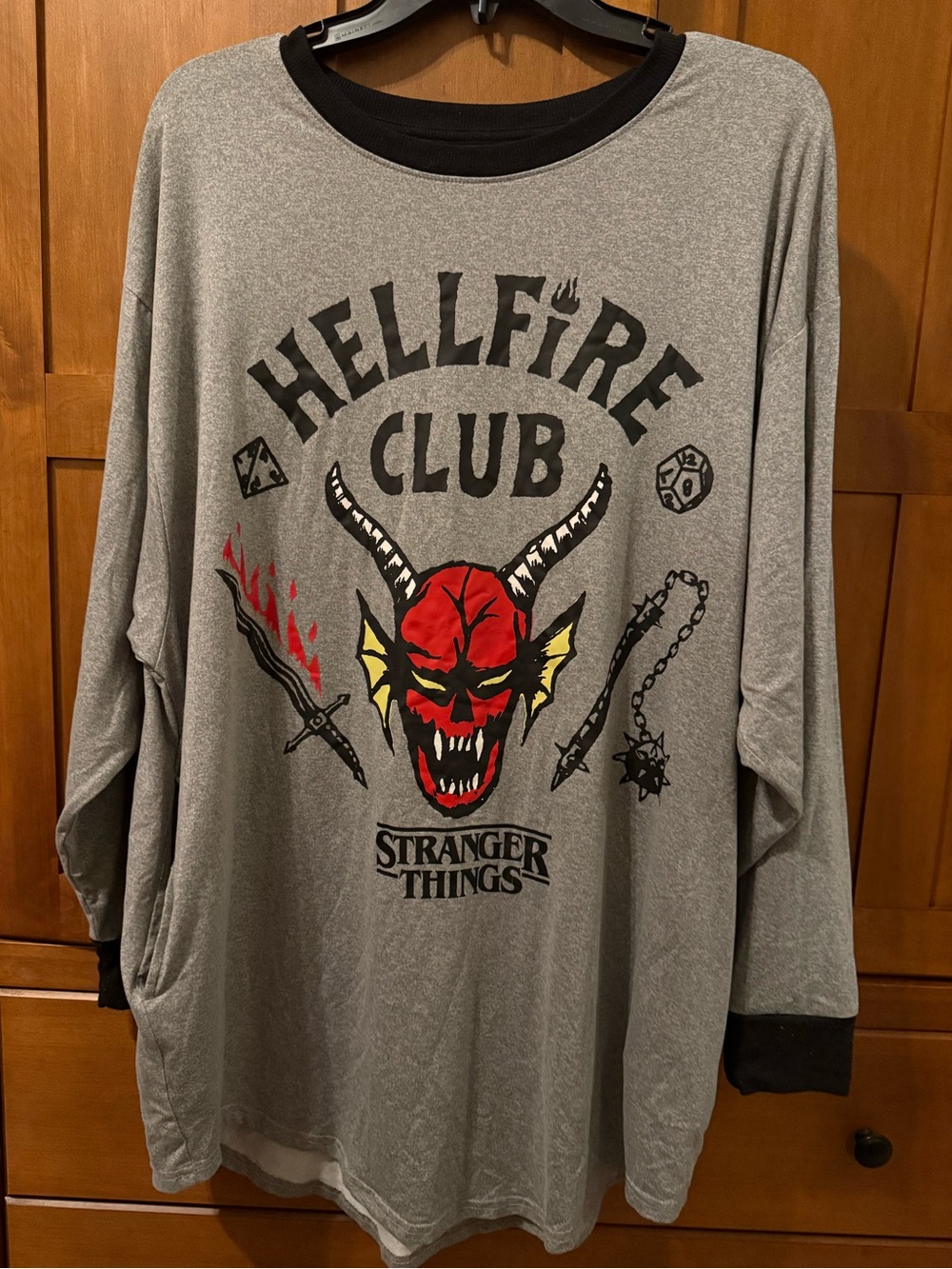 Stranger Things Hellfire Club Oversized Sleep Shirt Nightgown w/ Pockets